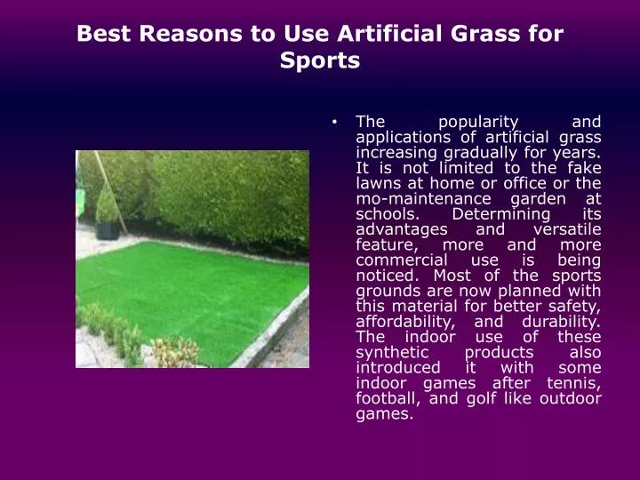 best reasons to use artificial grass for sports n.