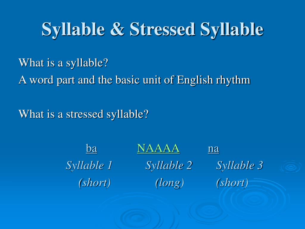 Underline the stressed. Stressed syllable. Syllables in English. Syllable is. What is syllable.