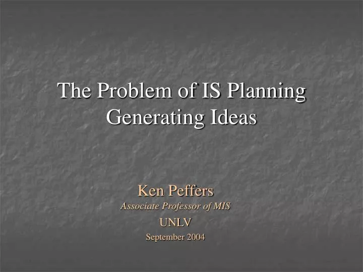 the problem of is planning generating ideas n.