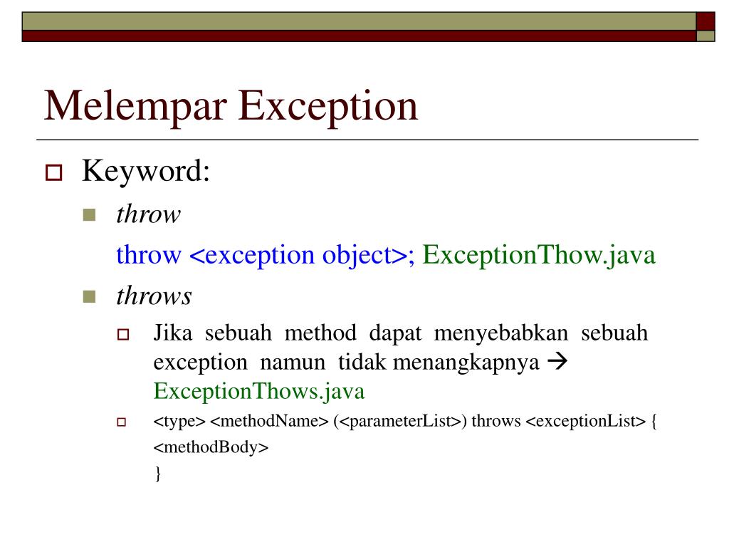 Throw new exception