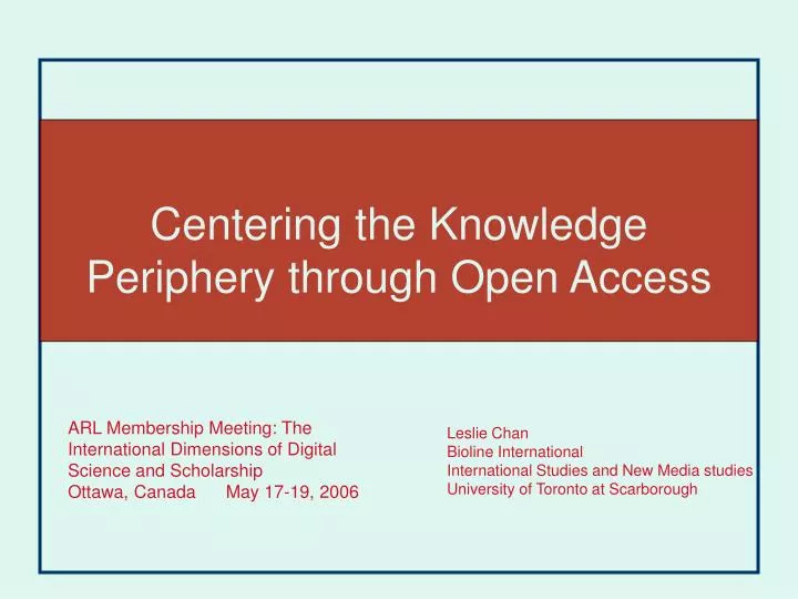 centering the knowledge periphery through open access n.