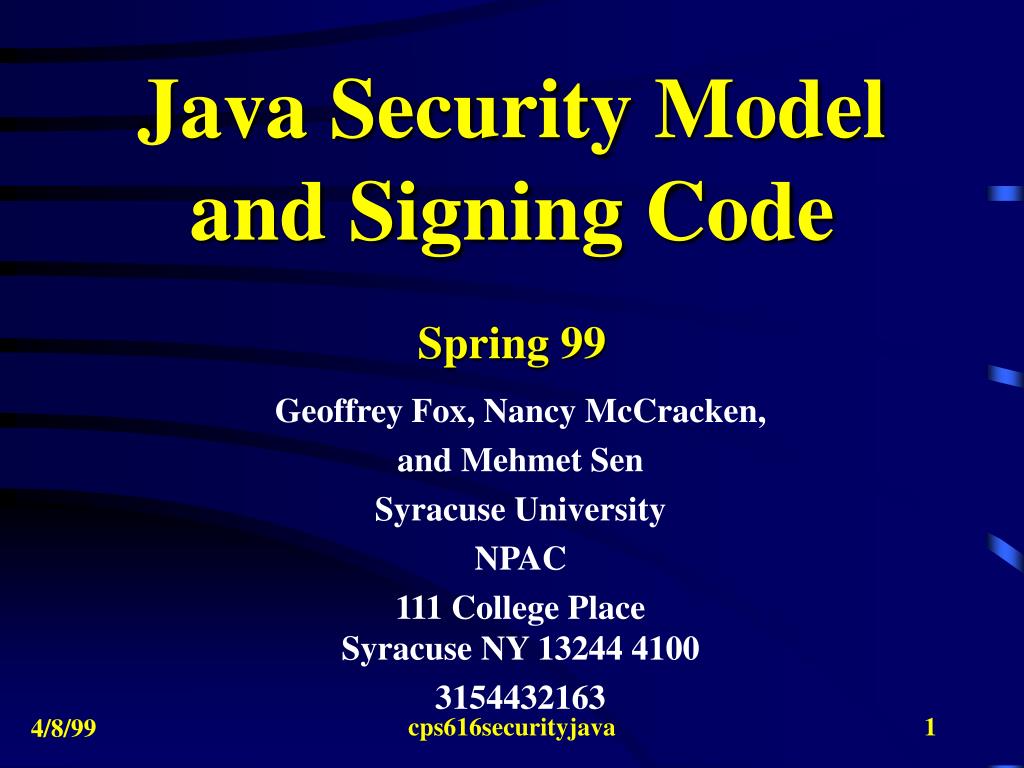 PPT - Java Security Model and Signing Code Spring 99 PowerPoint ...