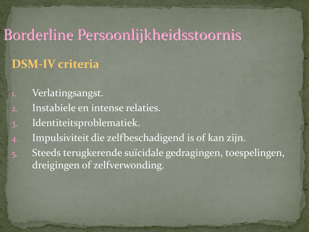 PPT Schema therapie voor mensen met een borderline stoornis PowerPoint Presentation ID6921568