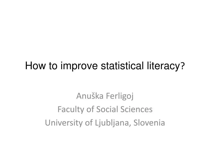 how to improve statistical literacy n.