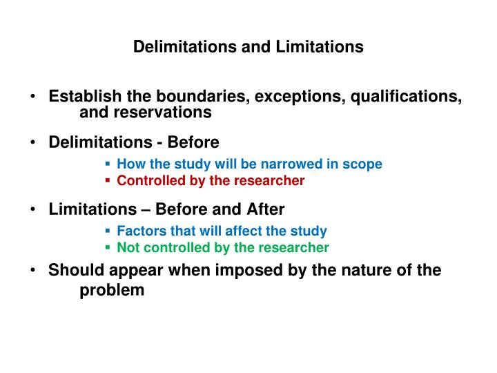 limitations and delimitations in research proposal