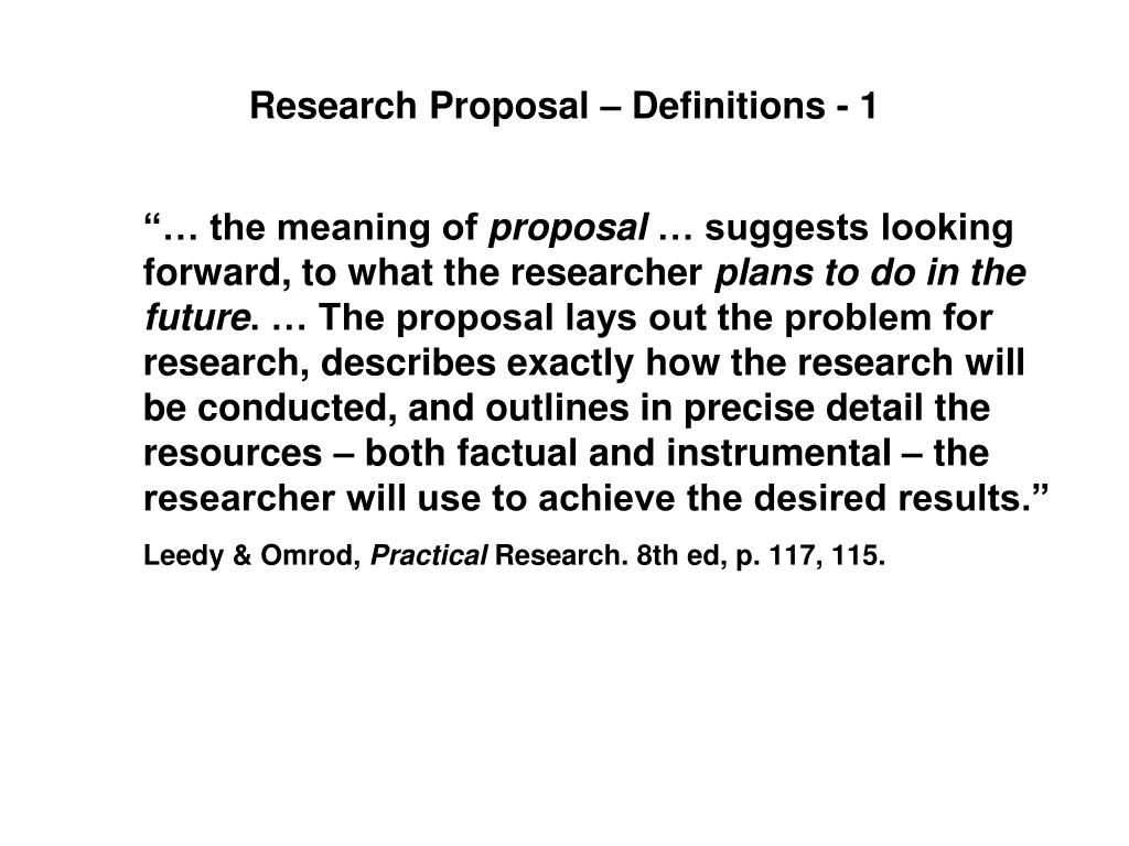 research proposal terms and definitions