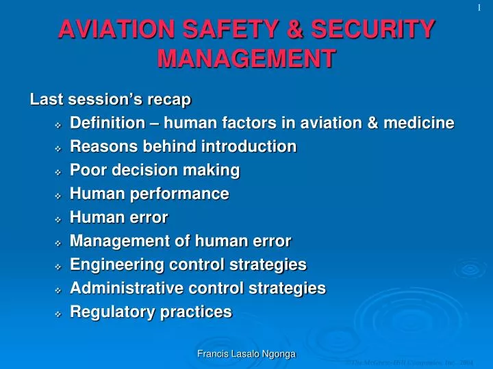 PPT AVIATION SAFETY & SECURITY MANAGEMENT PowerPoint Presentation
