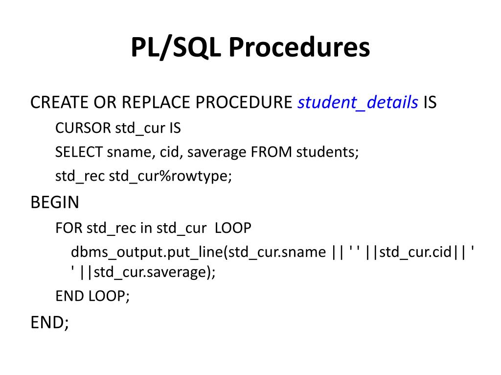 pl sql procedure variable assignment