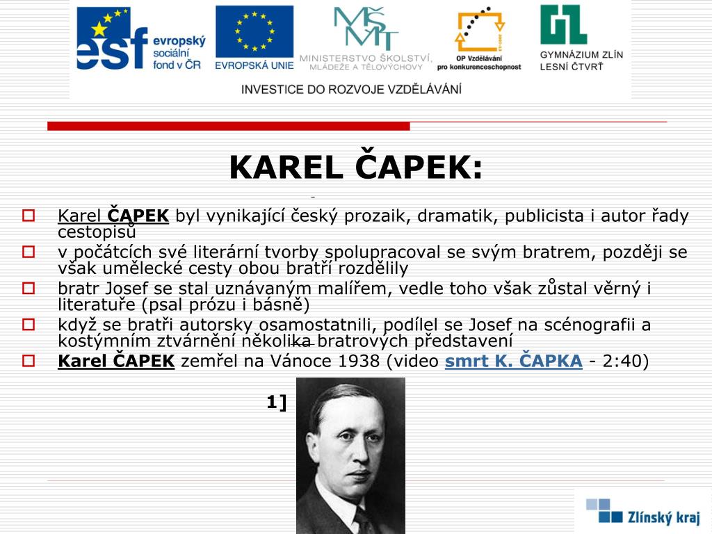 PPT - DRAMATICKÁ TVORBA KARLA ČAPKA PowerPoint Presentation, free download  - ID:6938068
