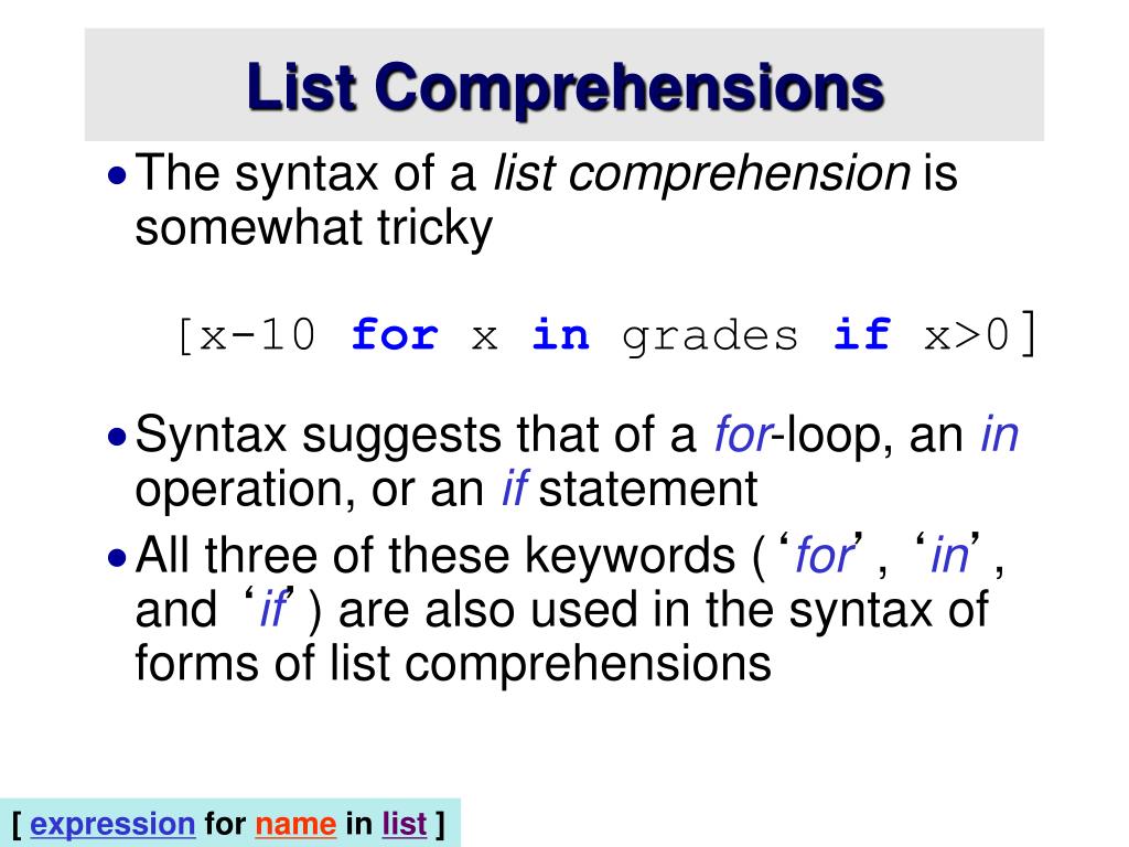 PPT - List Comprehensions PowerPoint Presentation, free download - ID ...