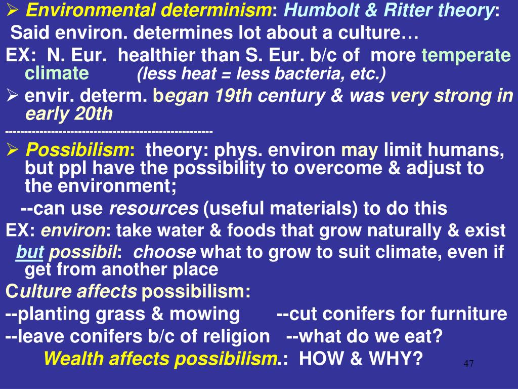 Determinism vs possibilism in geography Determinism vs possibilism in geography