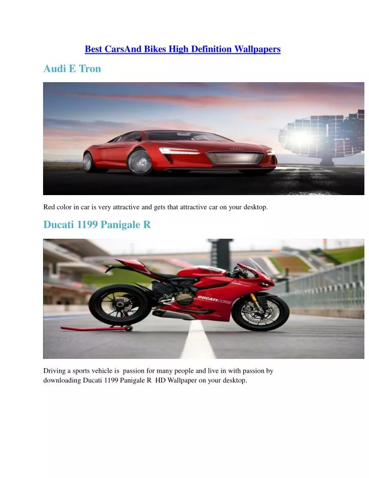 Sports Car And Bike Hd Wallpaper Download