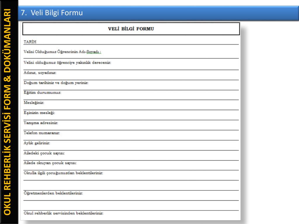ppt rehberlik hizmetlerinde kullanilan formlar ogrenci tanilama teknikleri powerpoint presentation id 6944773