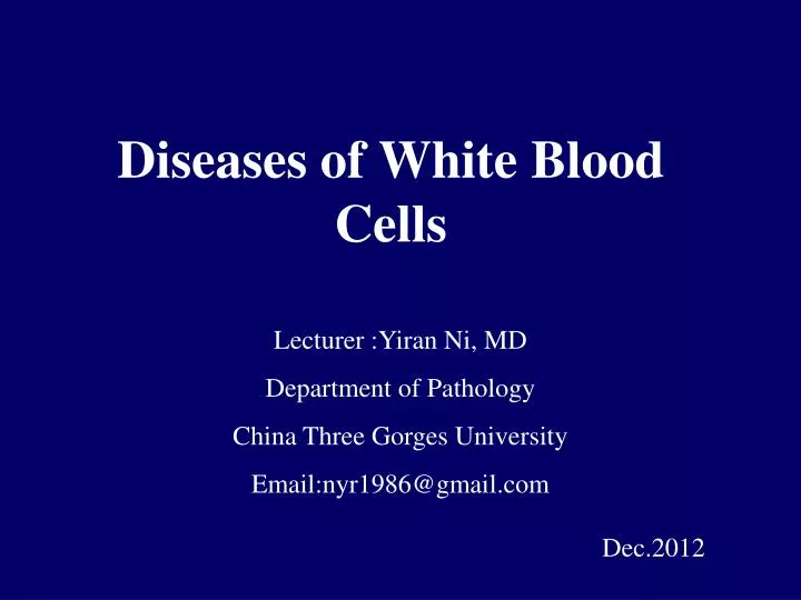 Ppt Diseases Of White Blood Cells Powerpoint Presentation Free
