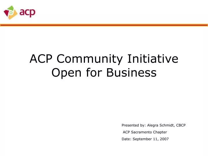 acp community initiative open for business n.