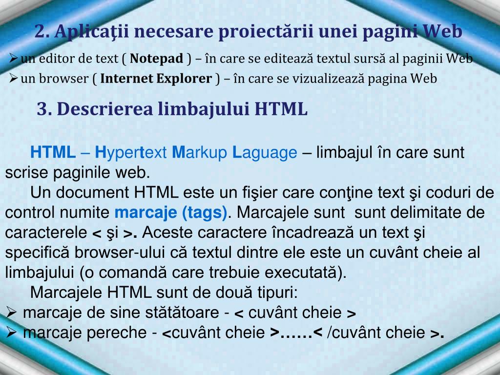Ppt Pagini Web Limbajul Html Powerpoint Presentation Free