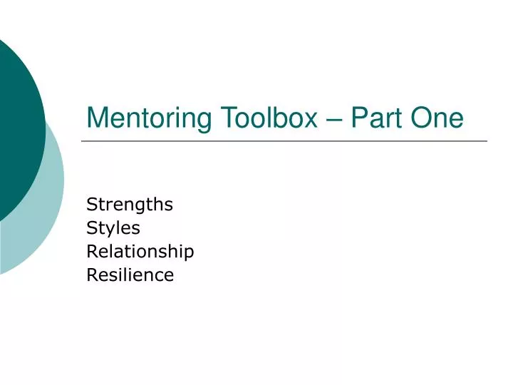 mentoring toolbox part one n.