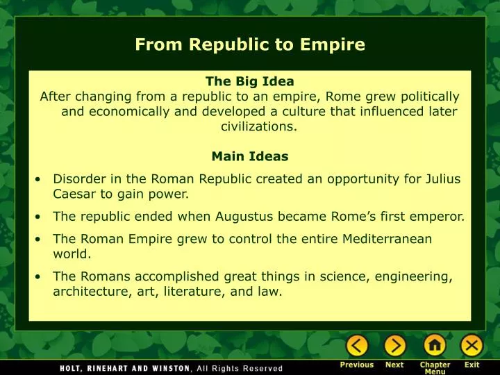PPT - From Republic to Empire PowerPoint Presentation, free download ...