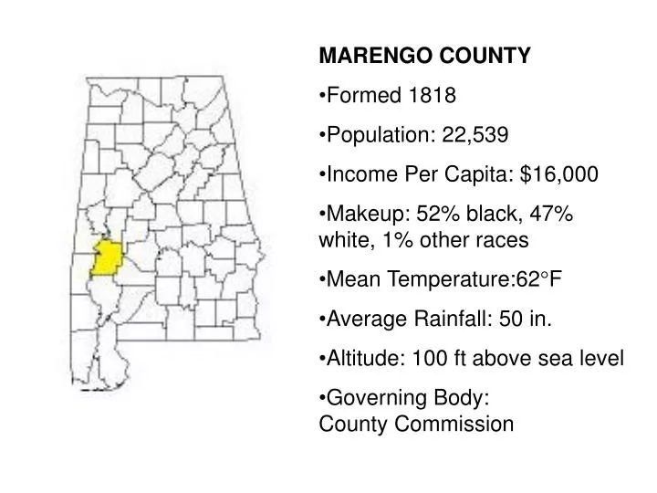 PPT MARENGO COUNTY Formed 1818 Population 22,539 Per Capita