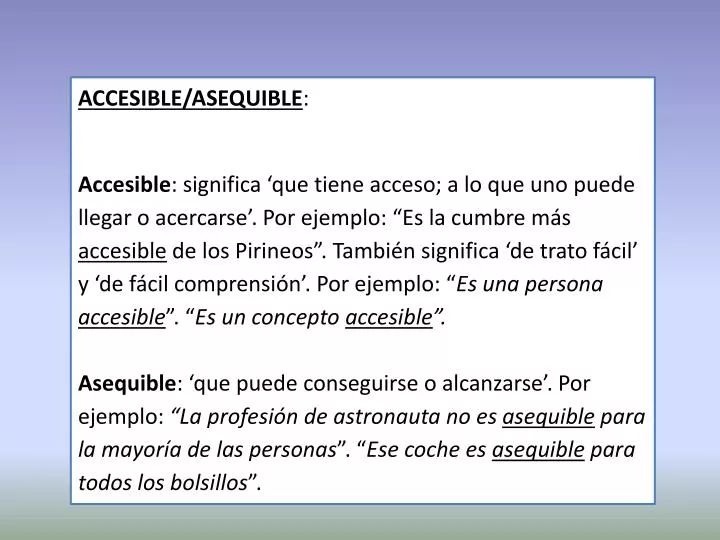 PPT - ACCESIBLE/ASEQUIBLE : PowerPoint Presentation, free download - ID ...