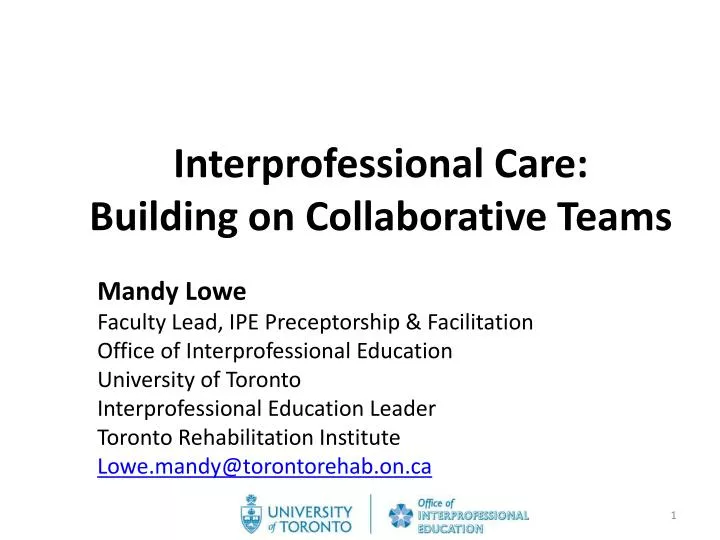 interprofessional care building on collaborative teams n.