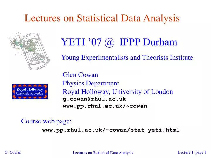 lectures on statistical data analysis n.