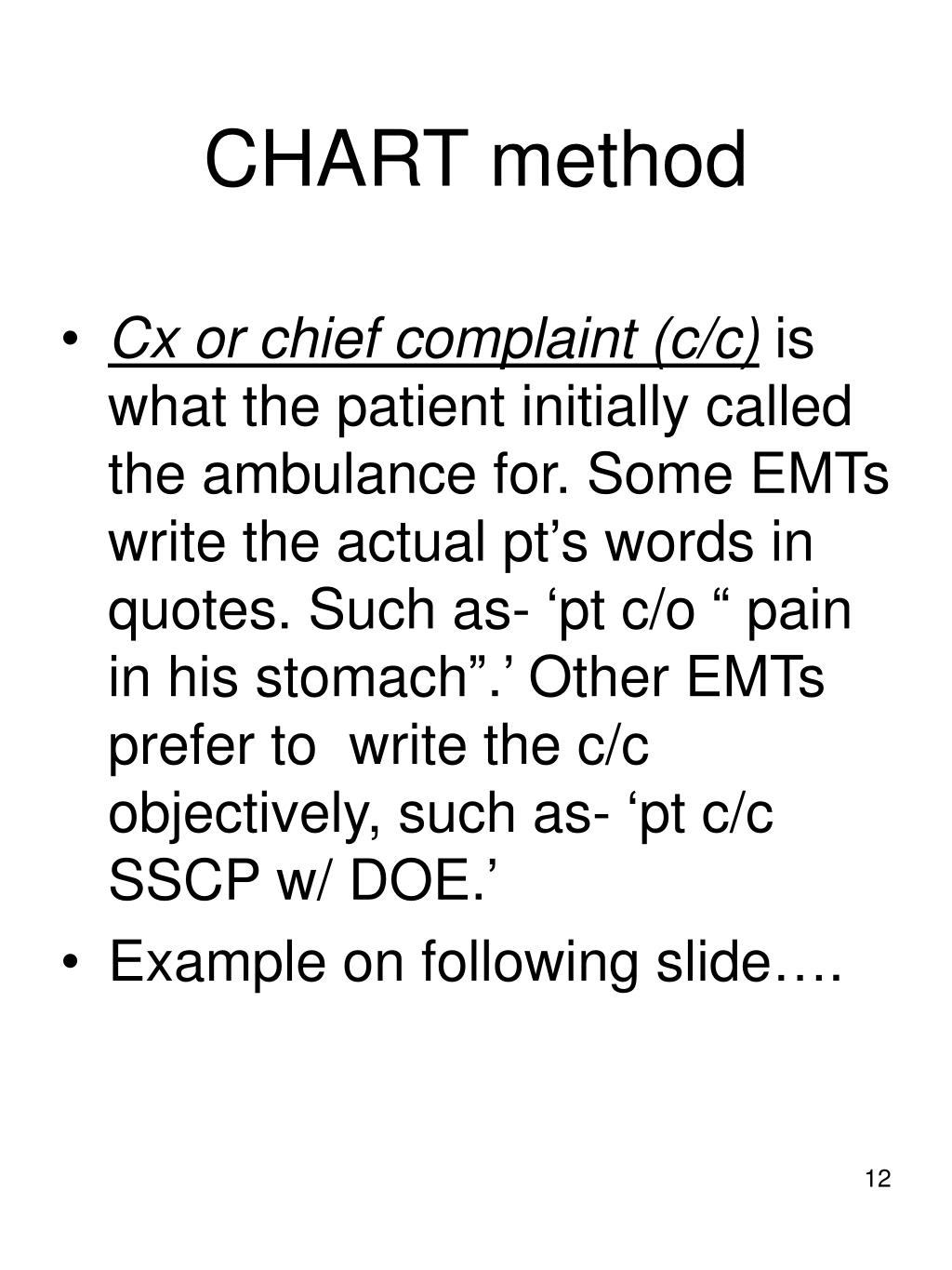 Emt Chart Example