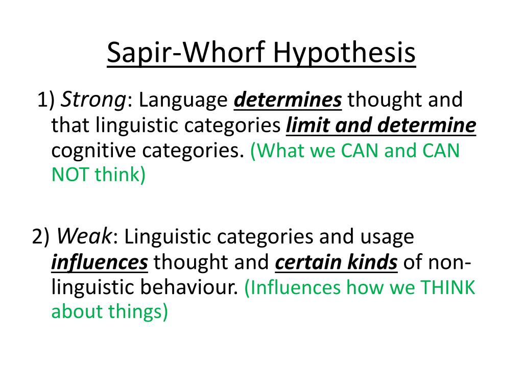 the sapir whorf hypothesis reflects