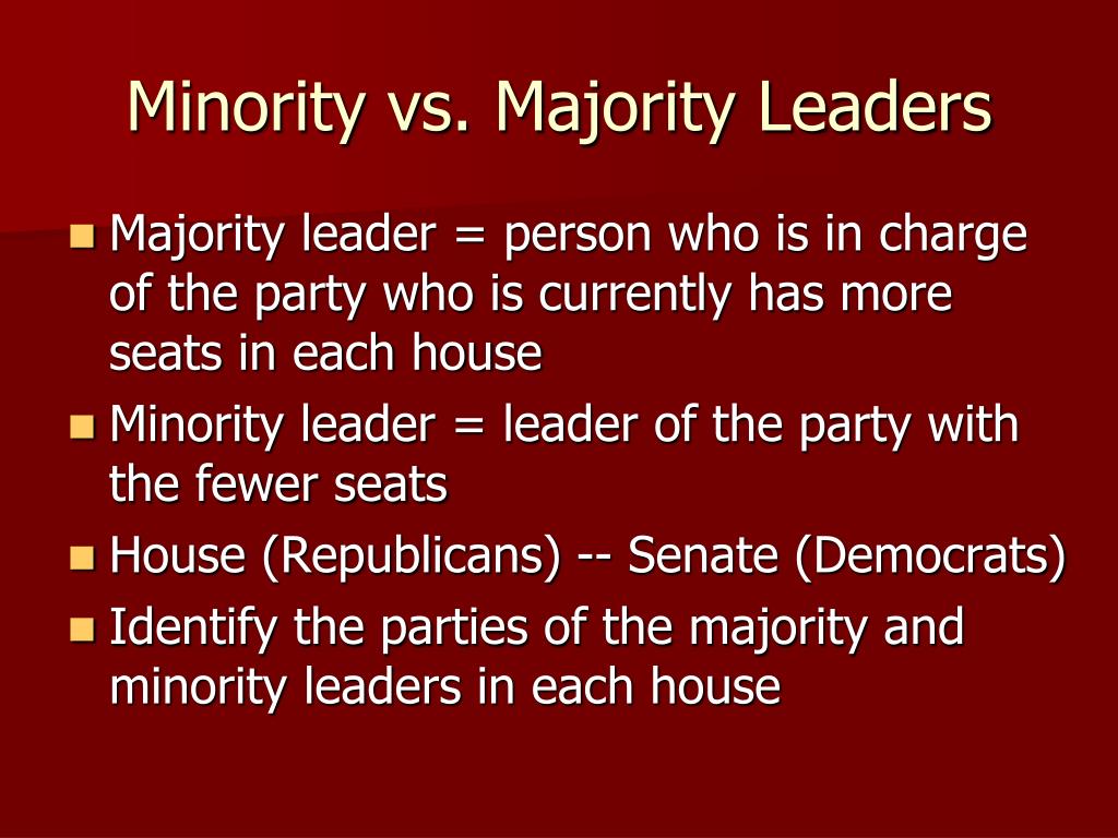 What is the job of the majority and minority leaders