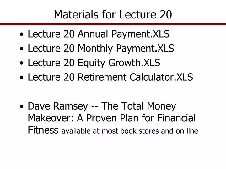 materials for lecture 20 n.