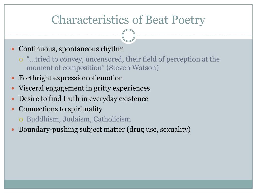 beat poetry assignment quizlet