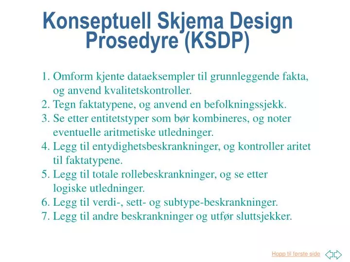 konseptuell skjema design prosedyre ksdp n.