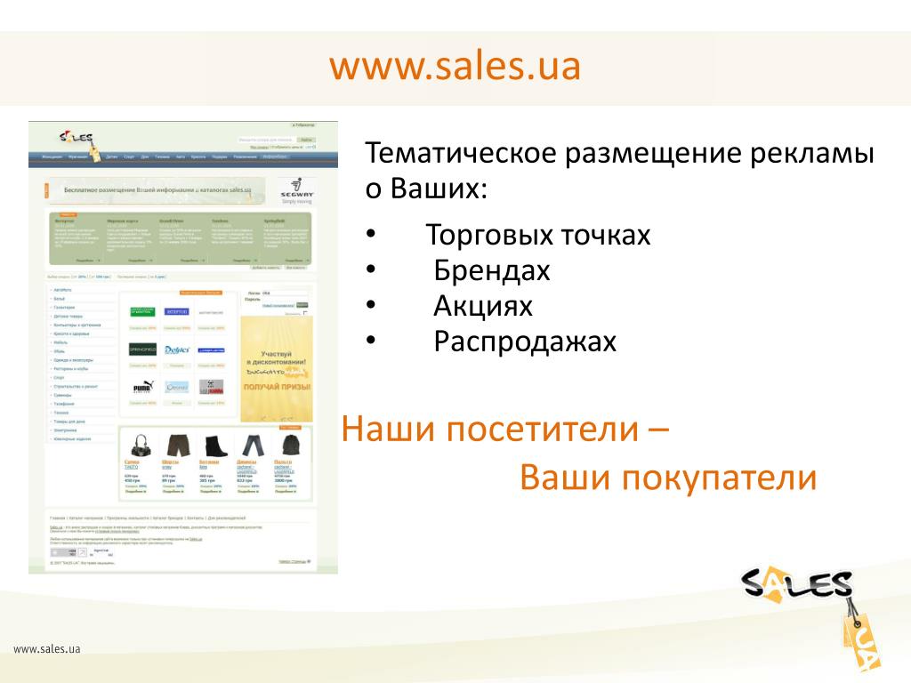 Sales info ru. Размещение объявлений в торговых точках.