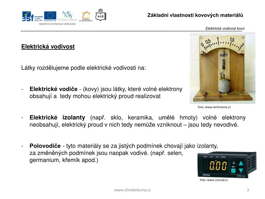 PPT - ELEKTRICKÁ VODIVOST KOVŮ PowerPoint Presentation, free download -  ID:6971589