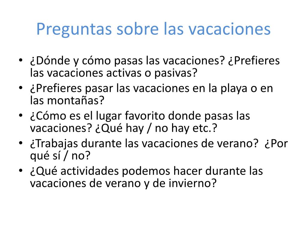 PPT - Las vacaciones PowerPoint Presentation, free download - ID:6972027
