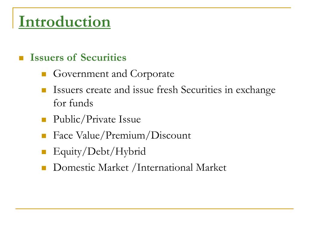 research topics on securities market