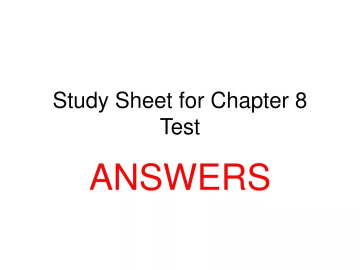 study sheet for chapter 8 test n.