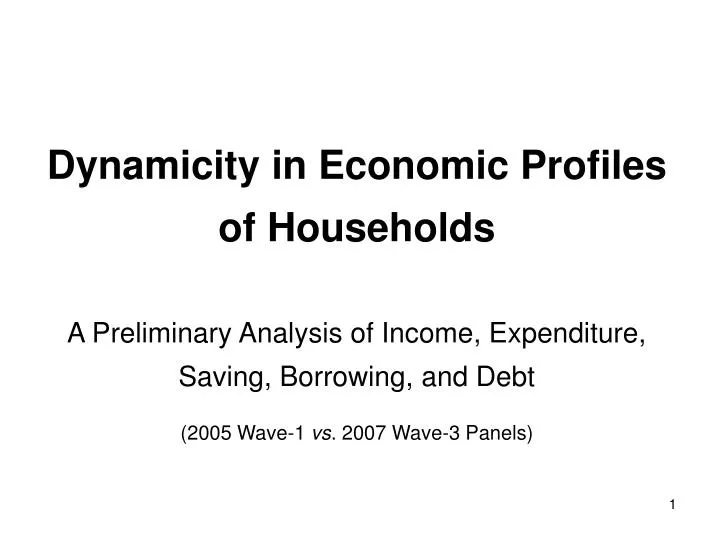 dynamicity in economic profiles of households n.