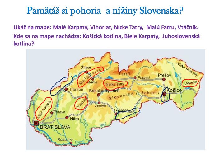 Mapa Slovenska Pohoria