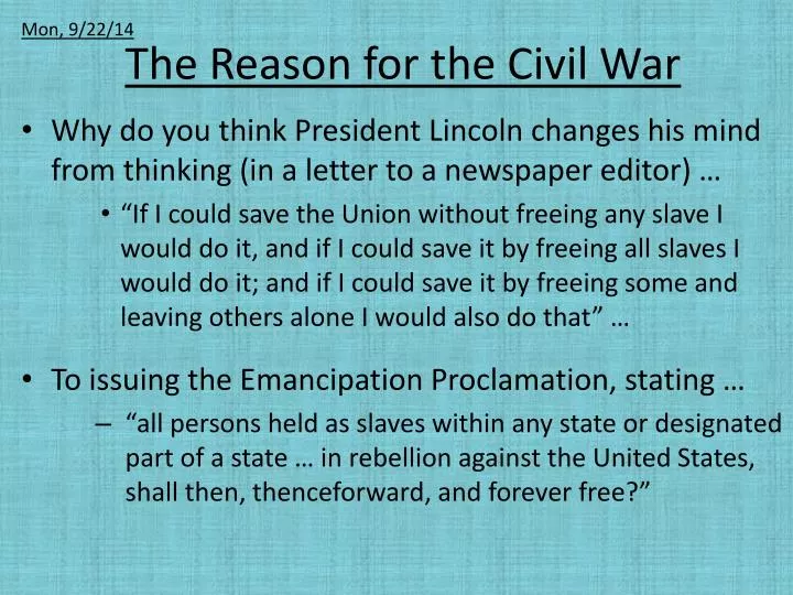 The Reason For The Civil War N 