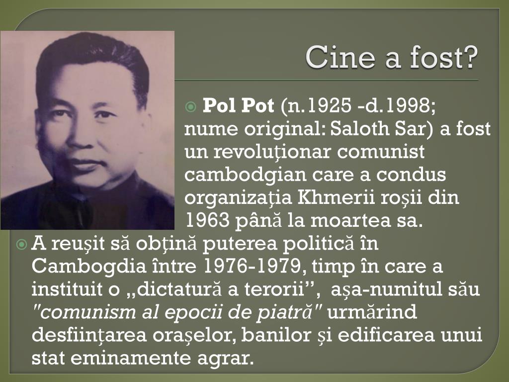 PPT - Pol Pot, dictatorul Cambodgiei (1976-1979) PowerPoint Presentation -  ID:6981801