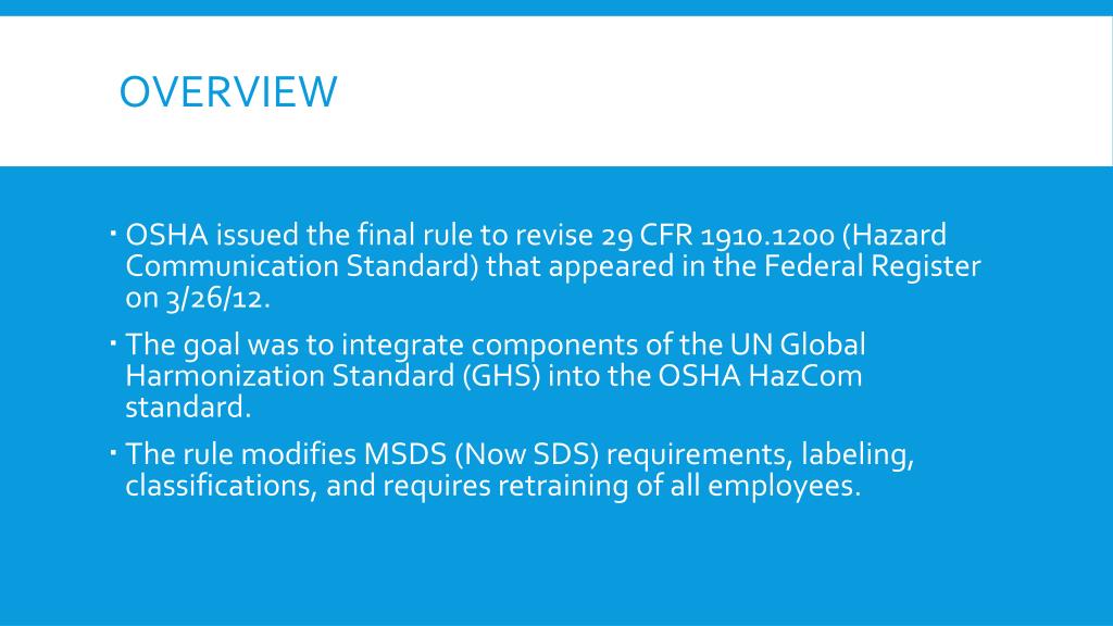 PPT - Labeling Requirements Under The New OSHA Global Harmonization ...