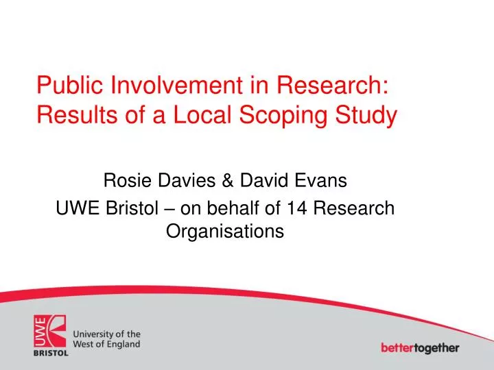 public involvement in research results of a local scoping study n.