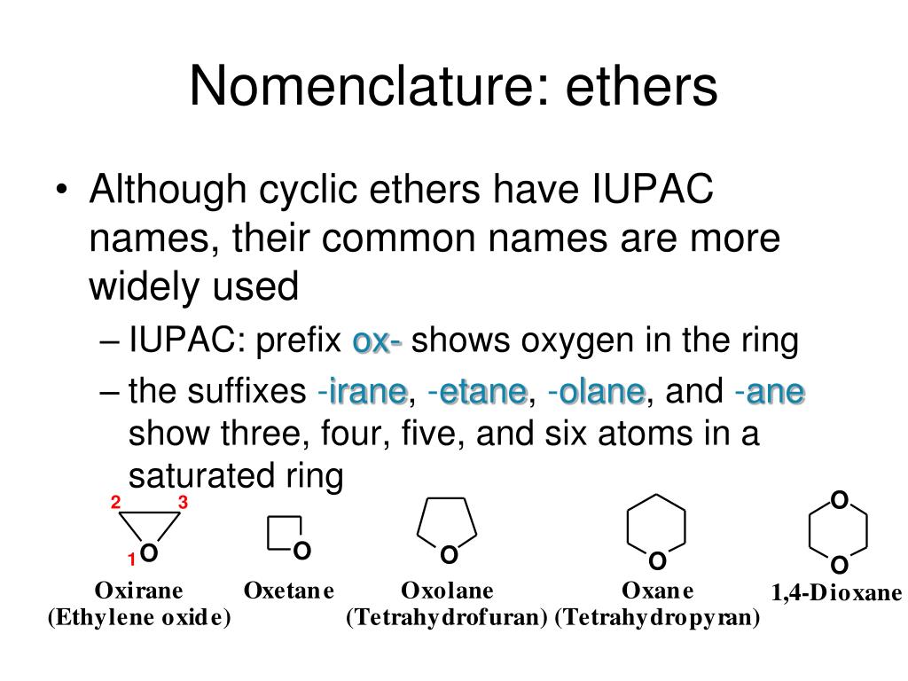 Iupac nomenclature of ethers ethereal form meaning