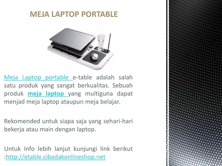 PPT meja  laptop  lipat portable  PowerPoint Presentation 
