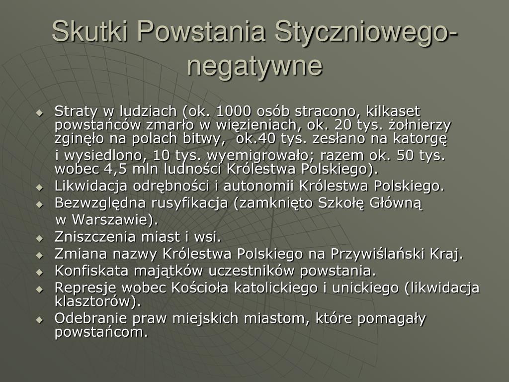 Przyczyny I Skutki Powstania Styczniowego PPT - Przyczyny powstania: PowerPoint Presentation, free download - ID