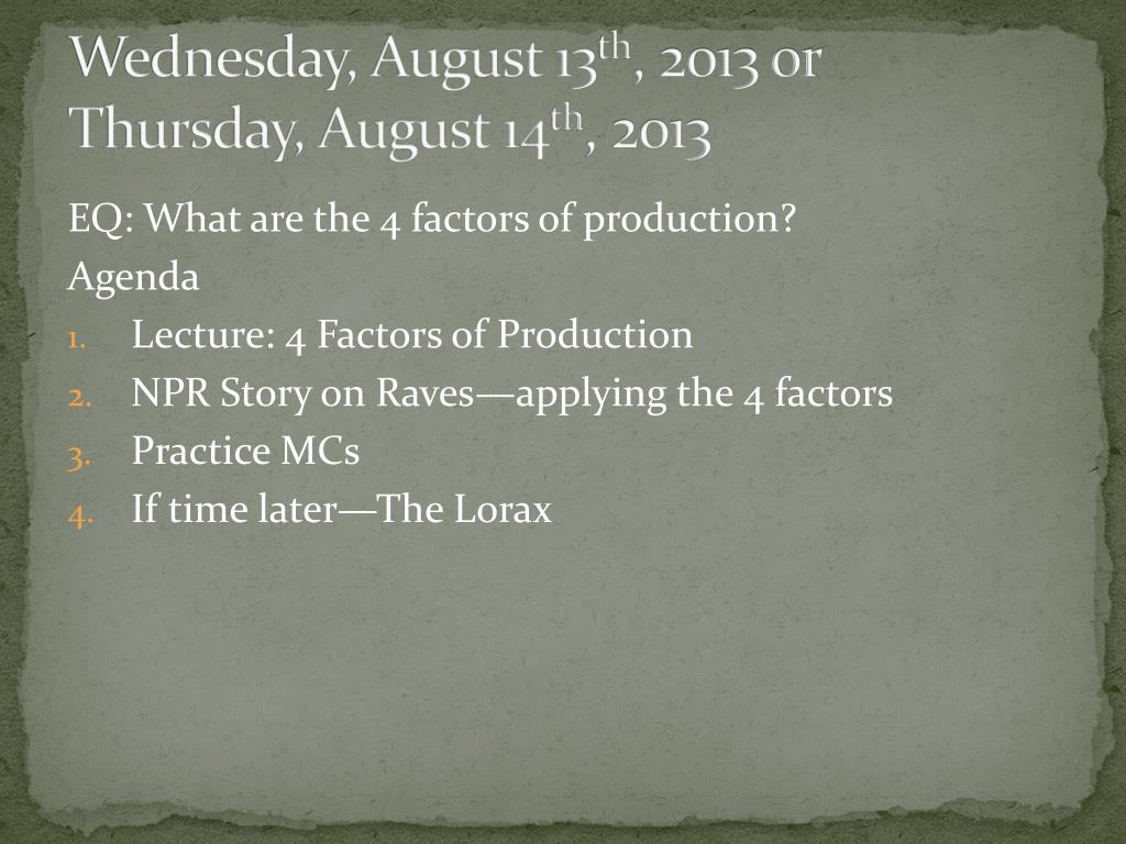 list 4 factors of production