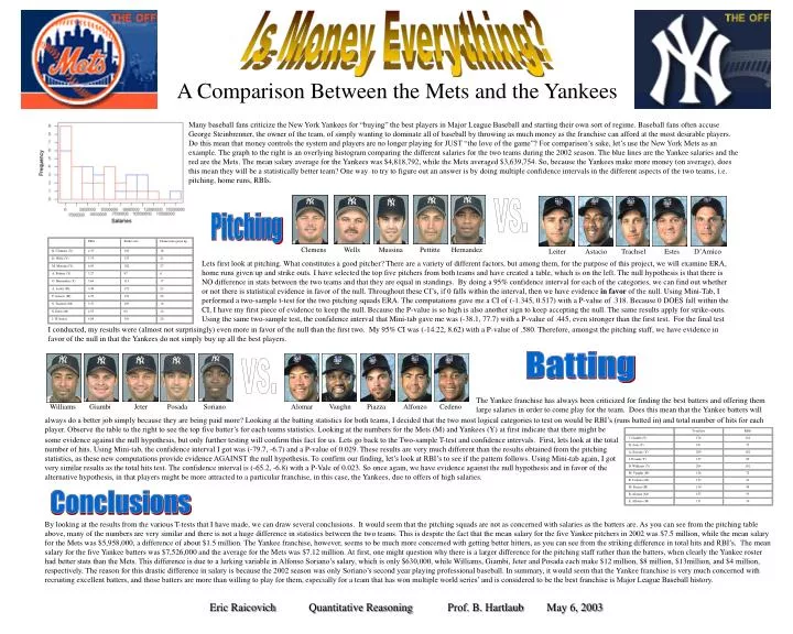 PPT A Comparison Between the Mets and the Yankees PowerPoint