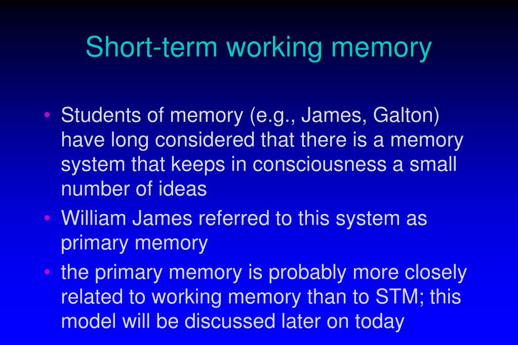 PPT - Short-term working memory PowerPoint Presentation, free download -  ID:6992397