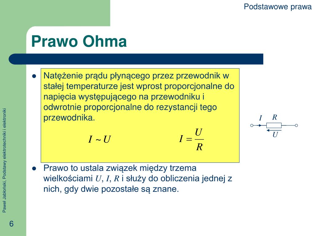 Prawo Ohma Definicja I Wzór PPT - Obwody elektryczne - podstawowe prawa PowerPoint Presentation